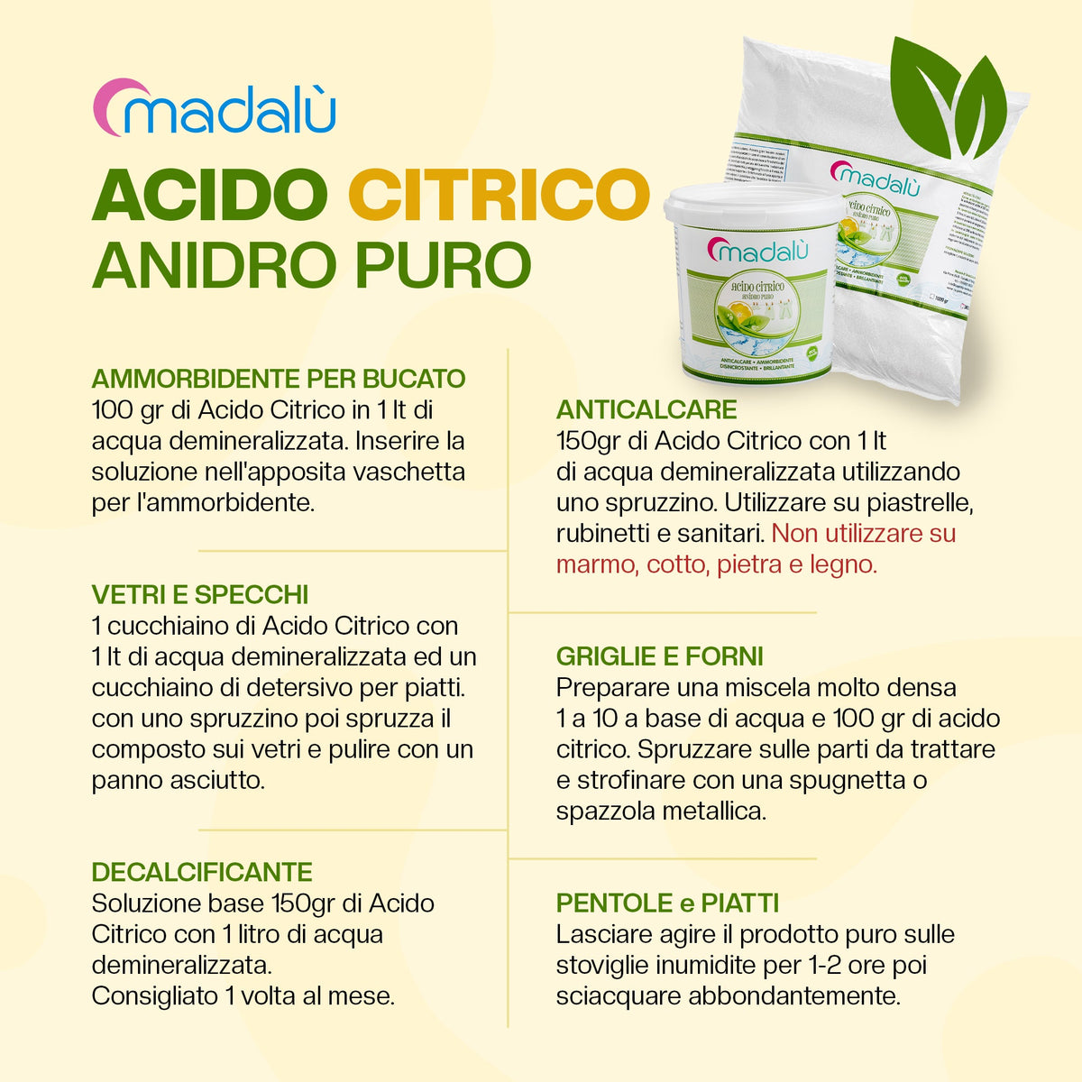 Acido Citrico 1 kg – Anticalcare Naturale, Ammorbidente Ecologico per Casa e Elettrodomestici